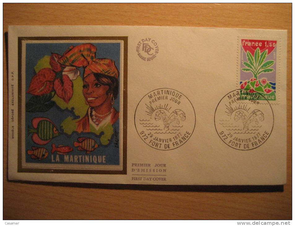 MARTINIQUE 1977 Fort De FRANCE Flora SPD FDC Sobre Cover Lettre - Covers & Documents