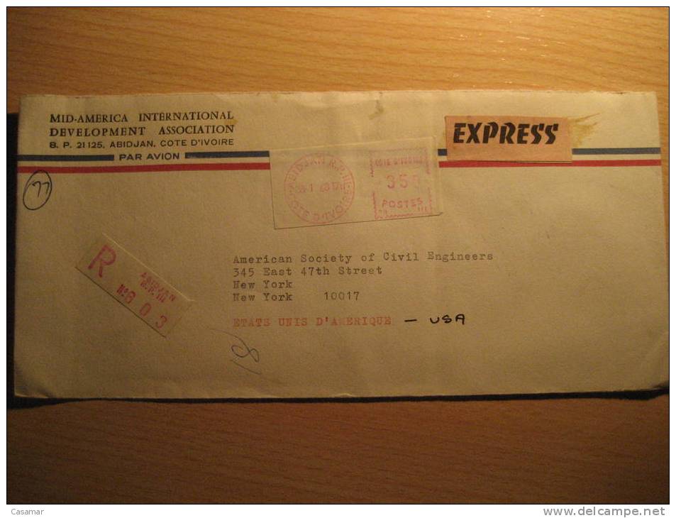 Republique De COTE D'IVOIRE 1968 To NY USA Abidjan Mid - America Int Express Par Avion Sobre Cover Lettre FRANCE - Cartas & Documentos
