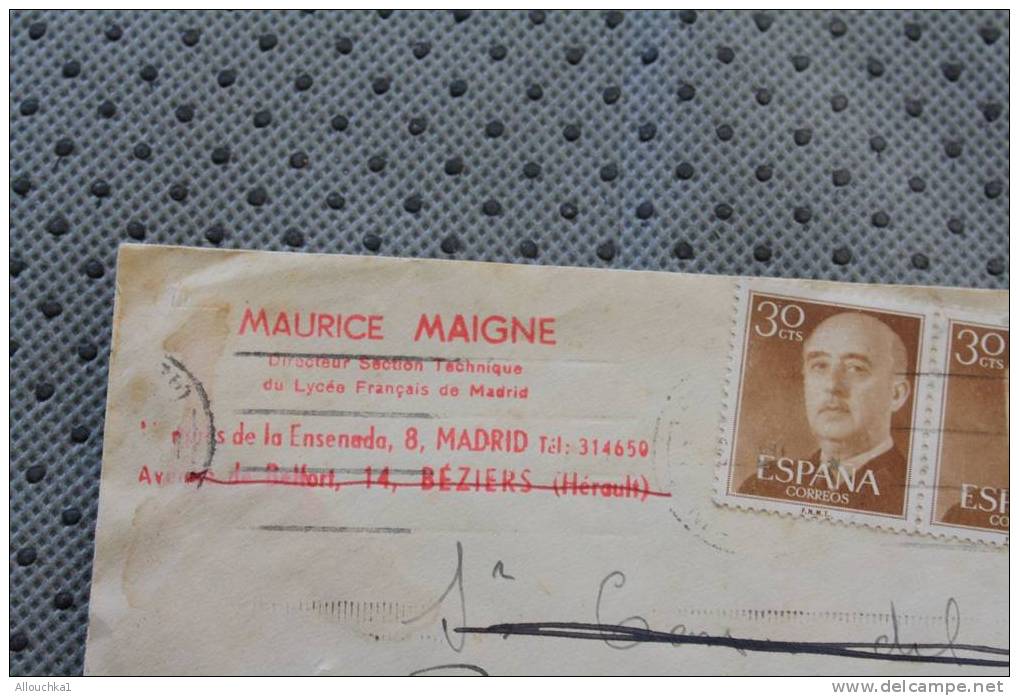 MARCOPHILIA LETTRE LETTER:ESPANA ESPAGNE DE MADRID BY AIR MAIL PAR AVION P/ MARSEILLE - Briefe U. Dokumente