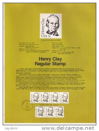 Henry Clay - First Day Souvenier Page - 1981-1990