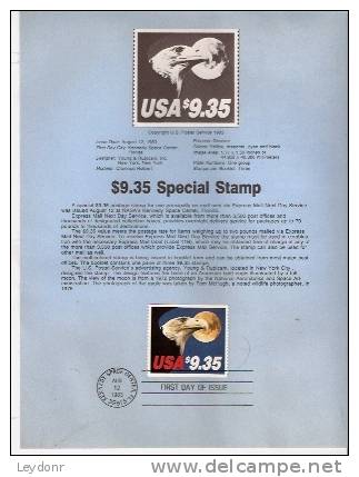Eagle - $9.35 Express Mail - First Day Souvenier Page - 1981-1990