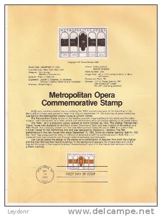 Metropolitan Opera  - First Day Souvenier Page - 1981-1990