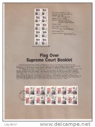 U.S. Flag Over The Supreme Court Building - First Day Souvenier Page - 1981-1990