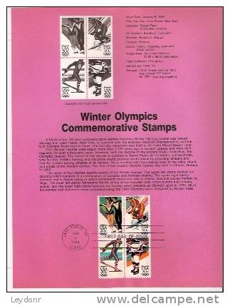 Olympics - Ice Dancing, Alpine Skiing, Nordic Skiing, Hockey - First Day Souvenier Page - Hiver 1984: Sarajevo