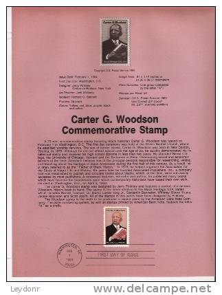 Carter G. Woodson - First Day Souvenier Page - 1981-1990