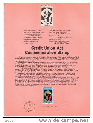 Credit Uniton Act - First Day Souvenier Page - 1981-1990