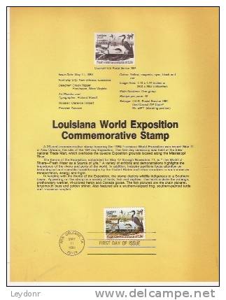 Louisiana World Exposition - First Day Souvenier Page - 1981-1990