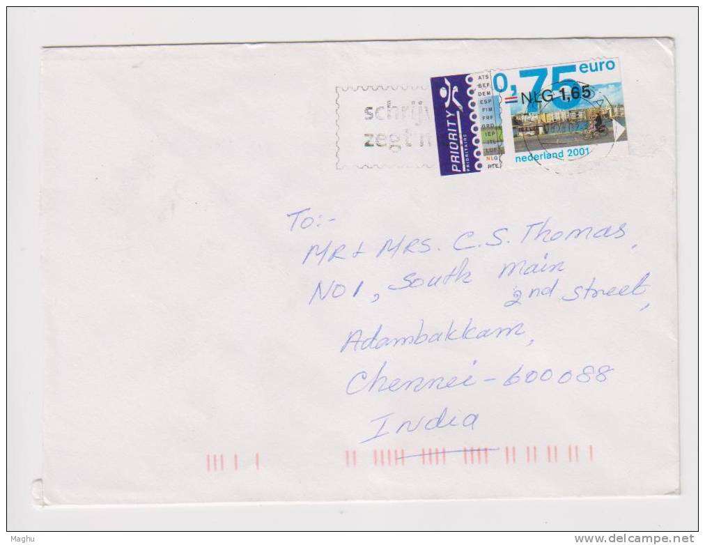 Nederland, Netherlands 2001, Priority, On Cover, Frama ? ATM - Lettres & Documents