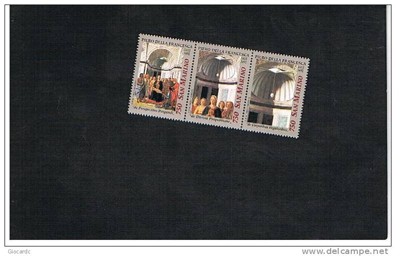 SAN MARINO - UNIF. 1363.1365  -  1992  NATALE: 500^ ANNIV. PIERO DELLA FRANCESCA: LA SACRA CONVERSAZIONE  -  NUOVI ** - Unused Stamps