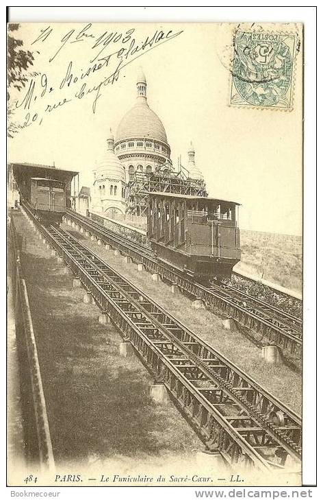 75 PARIS SACRE COEUR LE FUNICULAIRE VOYAGE  TIMBRE   484 - Sacré Coeur