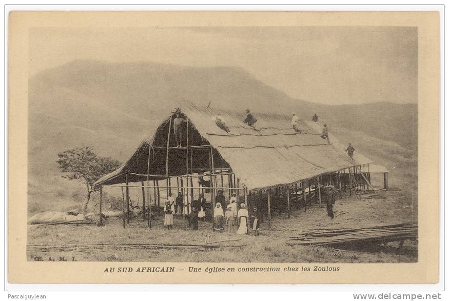 CPA AFRIQUE DU SUD - MISSION - EGLISE EN CONSTRUCTION CHEZ LES ZOULOUS - South Africa