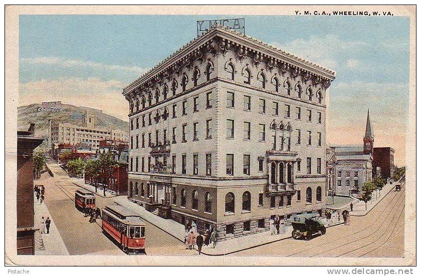 Vintage 1910 - Wheeling West Virginia - Y.M.C.A. - Tramway Streetcar - Condition : See 2 Cans - Wheeling