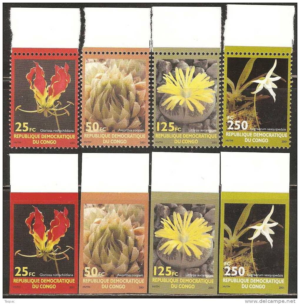 Congo - Kinshasa 2002 Mi# 1698-1701, Block 116 A And B ** MNH - Perf. And Imperf. - Flowers - Mint/hinged
