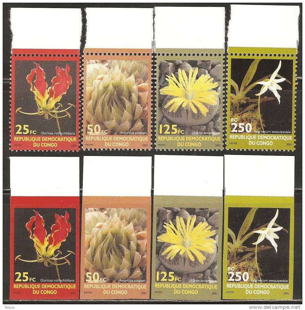 Congo - Kinshasa 2002 Mi# 1698-1701, Block 116 A And B ** MNH - Perf. And Imperf. - Flowers - Neufs