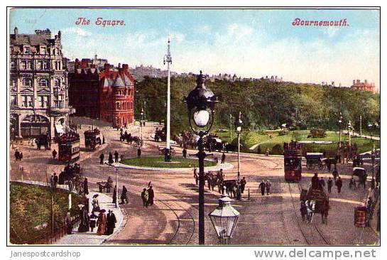 THE SQUARE - BOURNEMOUTH - ANIMATED WITH TROLLEY BUSES & HORSE & CARTS - Ornate Lamp Posts - Bournemouth (desde 1972)