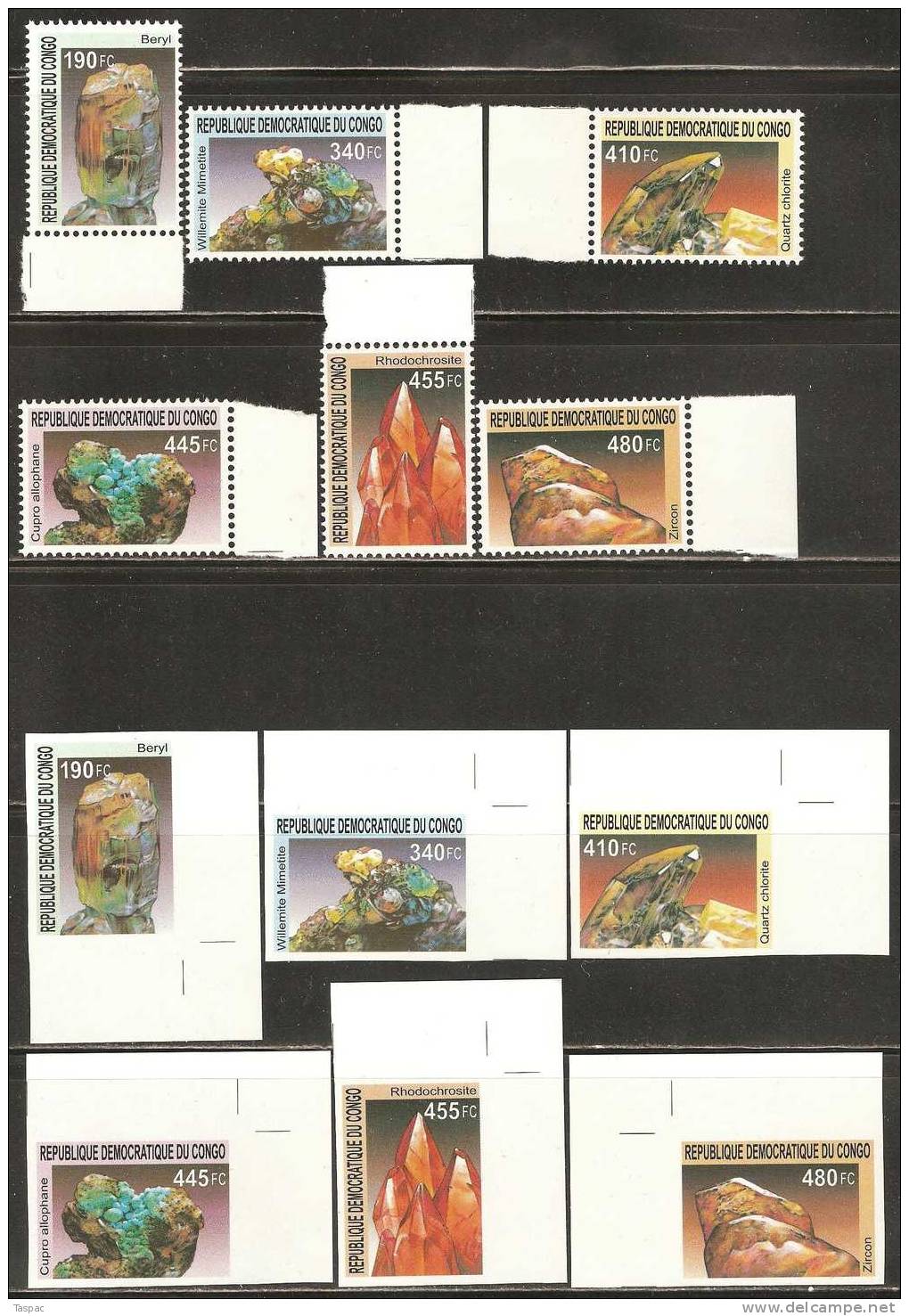 Congo - Kinshasa 2002 Mi# 1713-1718, Block 118 A And B ** MNH - Perf. And Imperf. - Minerals - Neufs