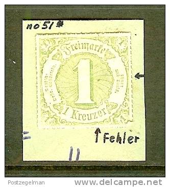 TURN UND TAXIS 1866 Hinged Stamp 1 Kreuzer Green 51 - Nuovi