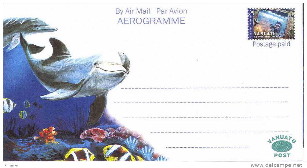 Vanuatu (nouvelles Hebrides) Pap Entier Postal Pret A Poster Aerogramme NOUVEAU Dauphin Lagon Neuf Unc TBE - Vanuatu (1980-...)