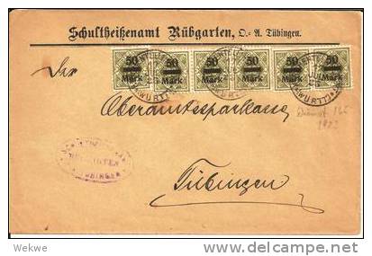 WTB008/WÜRTTEMBERG -   Dienstbrief Rübengarten (Tübingen) Dienst 165 (6 X) 1923 - Brieven En Documenten