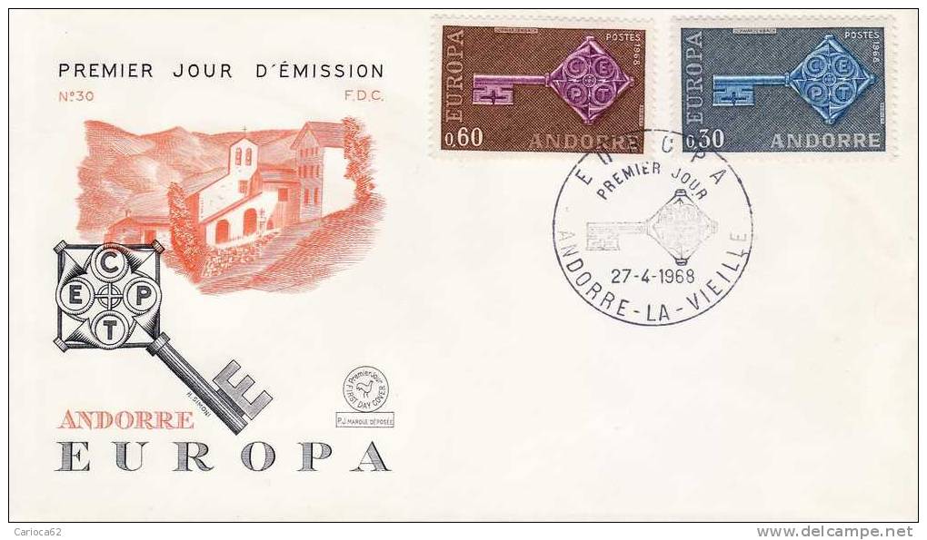 1968 - ANDORRA FR. FDC  EUROPA CEPT - VEDI - 1968