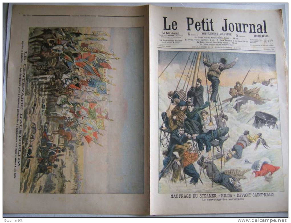 LE PETIT JOURNAL N° 785 03/12/05 NAUFRAGE DU STEAMER " HILDA " DEVANT SAINT-MALO + CENTENAIRE D´AUSTERLITZ - Le Petit Journal