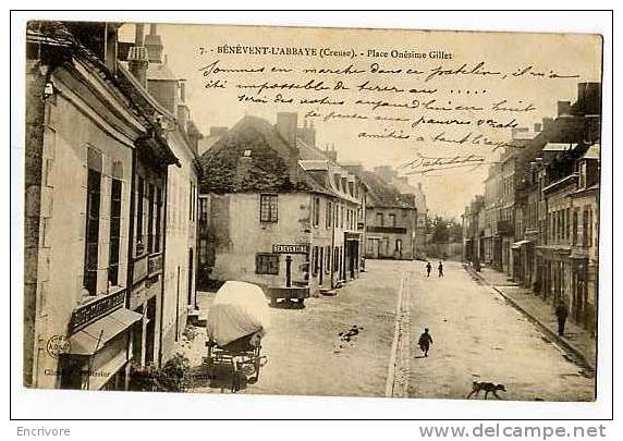 Cpa BENEVENT L ABBAYE Place Onesime Gillet - Cliché Pellissier Distillerie De La Beneventine - 1903 ! A VOIR - Benevent L'Abbaye