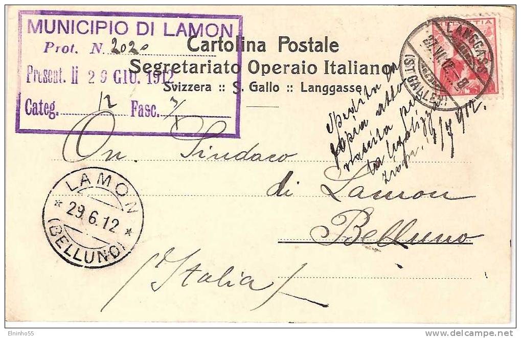 1912 Segretariato Operaio Italiano In Svizzera - Franchise