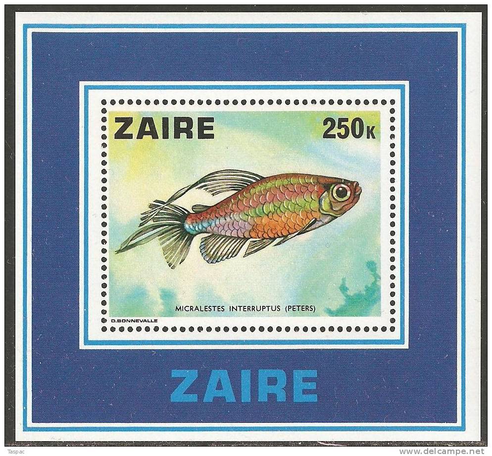 Zaire 1978 Mi# 548-556, Block 17 ** MNH - Fishes - Unused Stamps