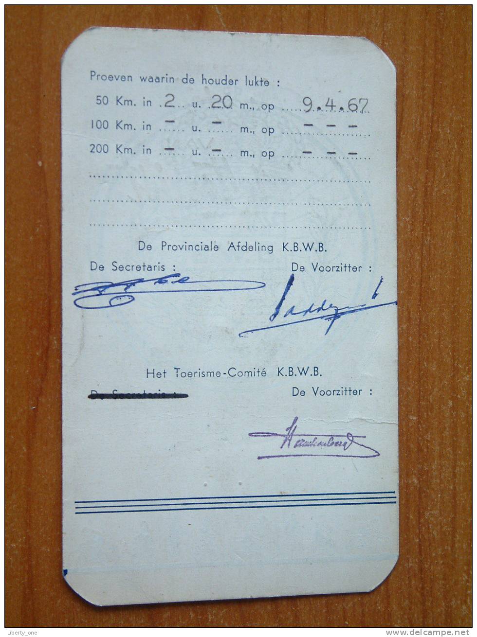 BREVET VAN RIJWIELTOERIST Aan PEETERS Flor - KVC Molenkwartier 1.10.1967 ( Zie Details Op Foto ) !! - Cyclisme