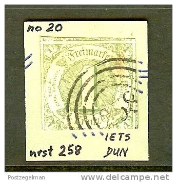 TURN UND TAXIS 1859 Used Stamp 1 Kreuzer Green 20 (thin Spot) - Gebraucht