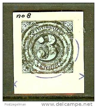 TURN UND TAXIS 1852 Used Stamp 3 Kreuzer Blue 8 - Oblitérés