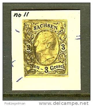 SACHSEN 1855 Used Hinged Stamp 3 New Groschen Johann I 11 - Saxe