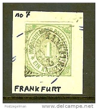 NORD DEUTSCHE POST 1868 Used Hinged Stamp 1 Kreuzer Green 7 - Used