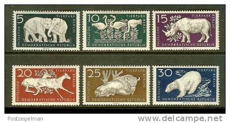 D.D.R. 1956 Hinged Stamp(s) Berlin Zoo 551-556 - Unused Stamps