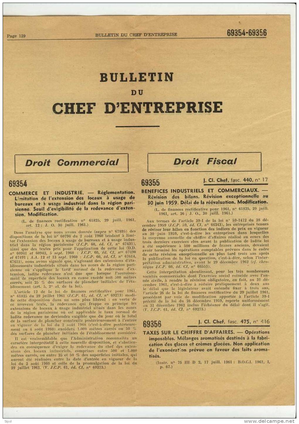 Le Chef D Entreprise - 21 Septembre 1961 4 Feuilles - Derecho