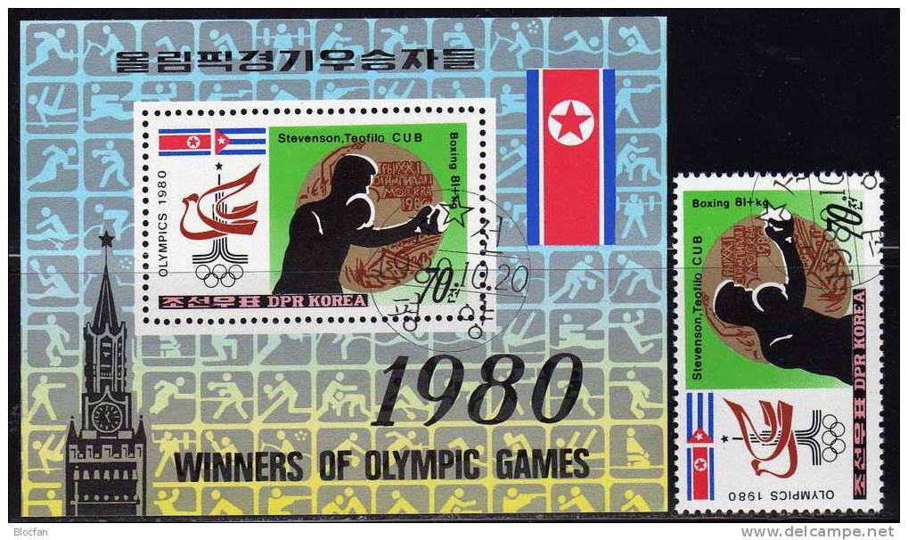 Sport-Piktogramme 1980 Korea 2059+ Block 84 O 4€ Fussball,Boxen,Lauf,Turnen,Ringen - Copa Asiática (AFC)