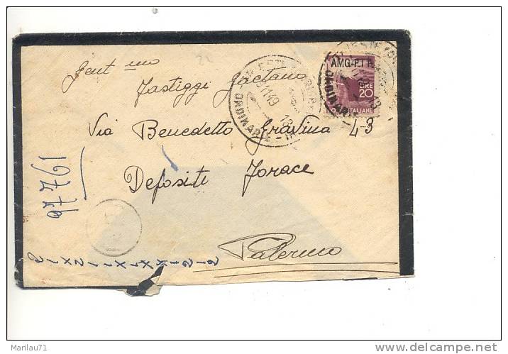 22 Trieste AMG FTT 1949 DEMOCRATICA £20 Isolato Lettera - Marcophilia