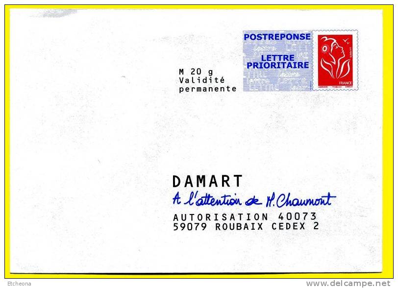 Marianne De Lamouche TVP Rouge Enveloppe Réponse Damart Type Timbre 3734A - PAP: Antwort/Lamouche