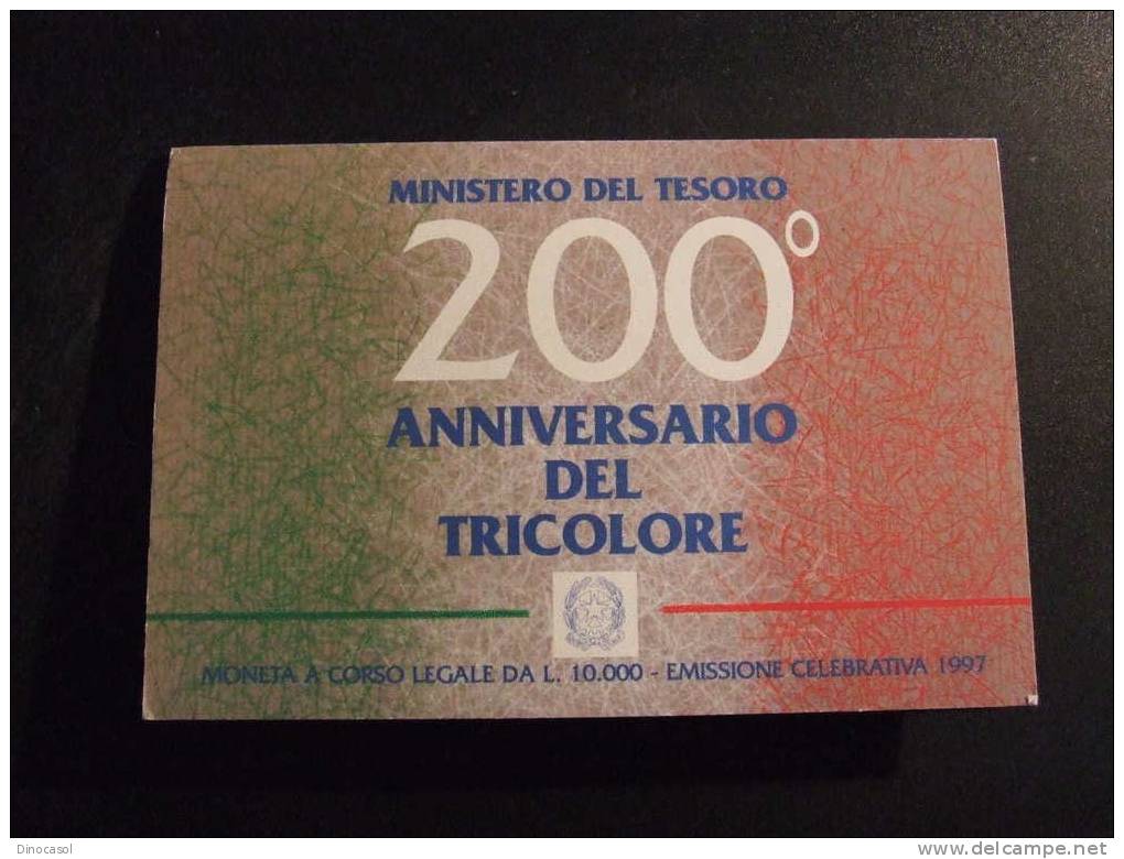 ITALIA 1997 200 ANNIVERSARIO TRICOLORE CONFEZIONE ORIGINALE FDC L 10000  Ag - Commemorative