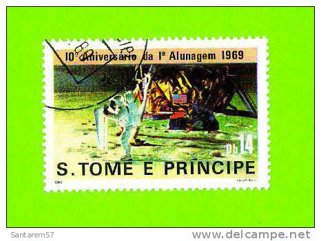 Timbre Oblitéré Used Mint Stamp Selo Carimbado 10 ANIVERSARIO 1 ALUNAGEM S. TOME E PRINCIPE DB14 1980 - Sao Tome Et Principe