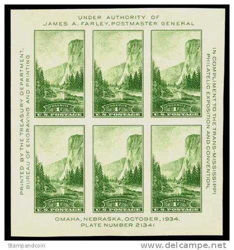 US #751 Mint Never Hinged Trans-Mississippi Sheet From 1934 - Neufs