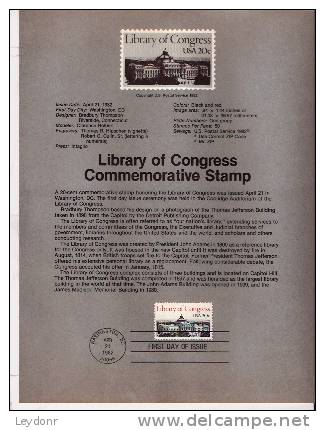 Library Of Congress - First Day Souvenier Page - 1981-1990