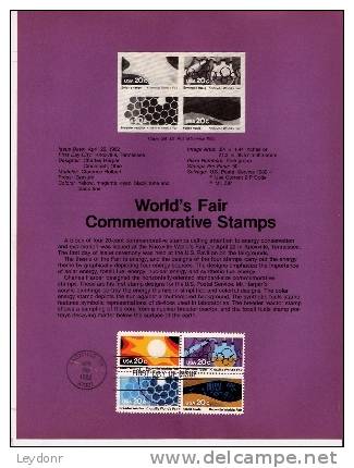 World's Fair Knoxville - Energy - First Day Souvenier Page - 1981-1990