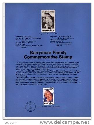The Barrymore Family - First Day Souvenier Page - 1981-1990