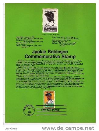 Jackie Robinson - First Day Souvenier Page - 1981-1990