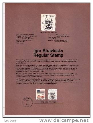 Igor Stravinsky - First Day Souvenier Page - 1981-1990