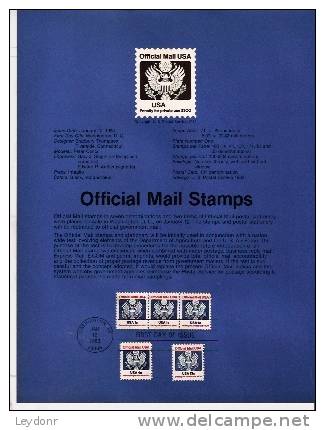 Official Mail Stamp (3 One Cent, 1 Four Cent, 1 Thriteen Cent) - First Day Souvenier Page - 1981-1990