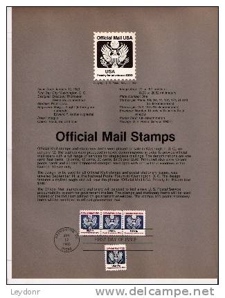 Official Mail Stamp (3 One Cent, 1 Seventeen Cent) - First Day Souvenier Page - 1981-1990