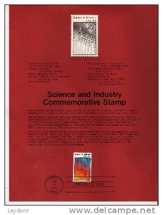 Science And Industry - First Day Souvenier Page - 1981-1990