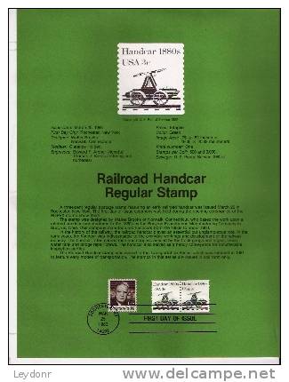 Handcar - First Day Souvenier Page - 1981-1990